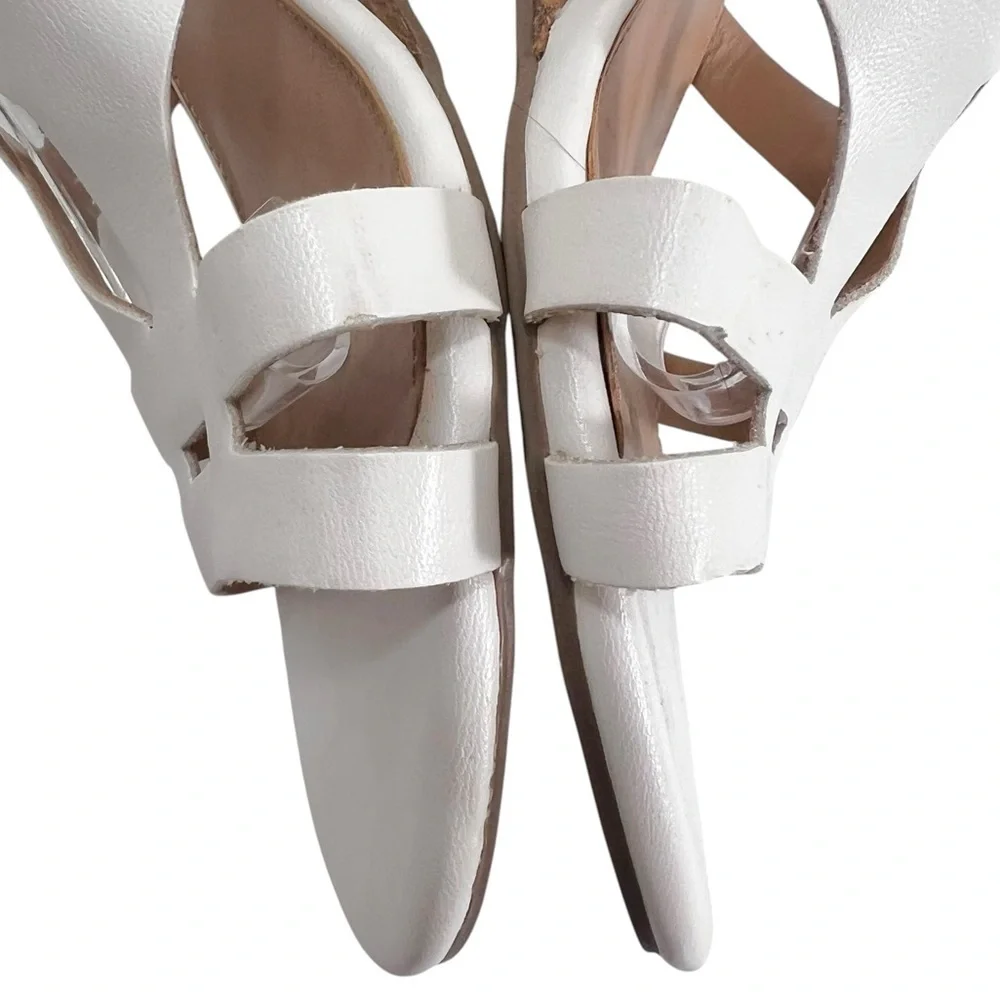 Pesaro “Gina” White Strappy Wedge Sandals